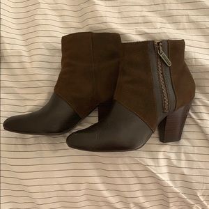 Ellen Tracey Brown Leather and Suede Booties